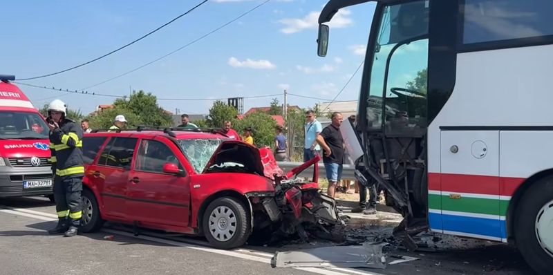 Imagine de la locul accidentului din Bihor
