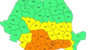 Harta județelor aflate sub cod galben și portocaliu de caniculă