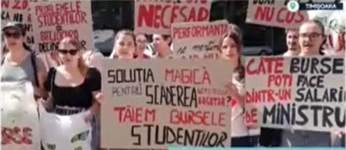 Imagine de la protestul studenților