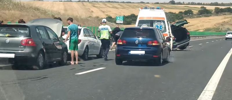 Imagine de la locul accidentului de pe A2