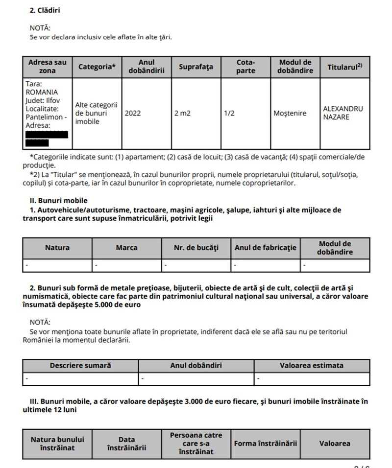 Alexandru Nazare ministrul de Finanțe, declaratie de avere