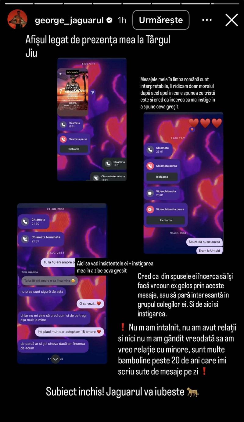 Mesajele dintre George Jaguarul și fata de 17 ani Mesajele dintre George Jaguarul și fata de 17 ani