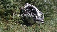 Imagine cu epava mașinii distruse în tragedia din Argeș