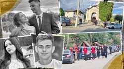 Imagini cutremurătoare de la înmormântarea celor patru tineri care au murit în tragedia din Munții Iezer! Zeci de oameni s-au adunat să își ia rămas-bun de la ei