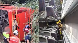Autocar plin cu pasageri s-a răsturnat în drum spre aeroport! 60 de persoane se aflau în vehicul, iar zece au ajuns la spital