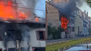 Imagini din timpul incendiului din Strasbourg