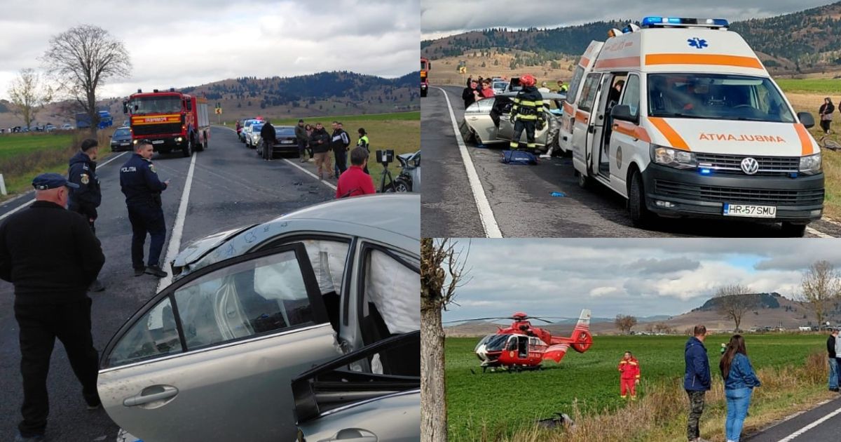Un teribil accident rutier s-a produs în Harghita! În urma impactului devastator, o persoană și-a pierdut viața, iar alte trei au fost grav rănite