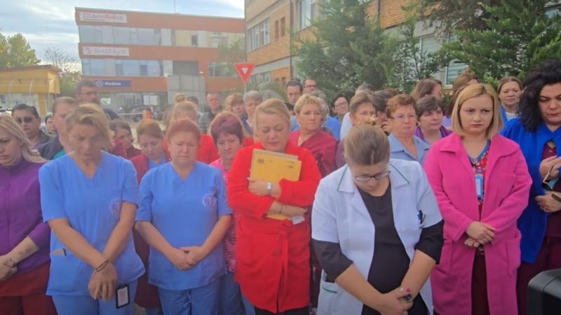 Imagini din fața Spitalului Județean de Urgență Buzău