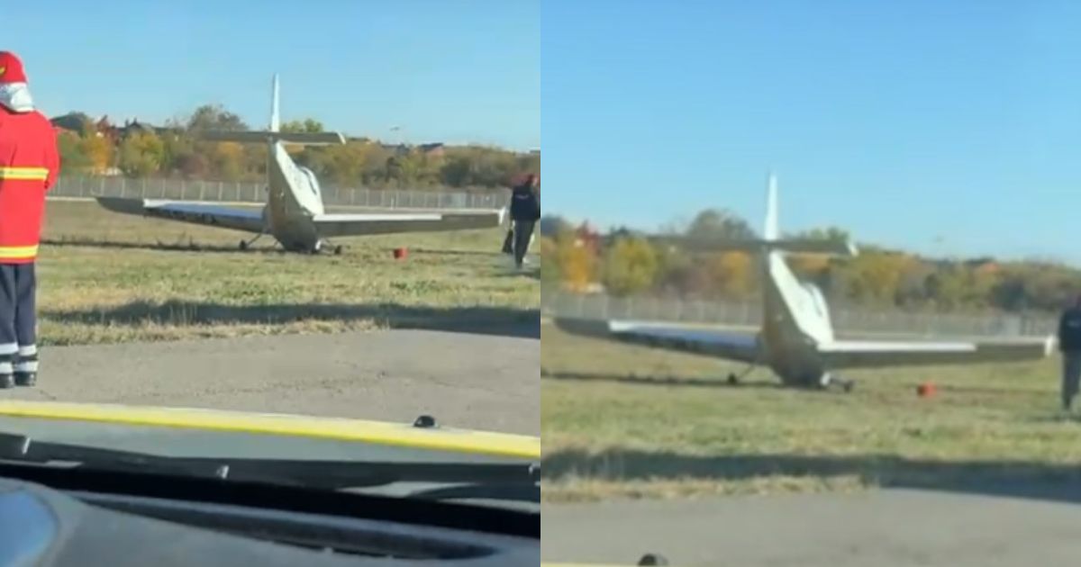 La un pas de tragedie aviatică! Un avion de școală a rămas fără roți, după ce a aterizat forțat pe Aeroportul Băneasa