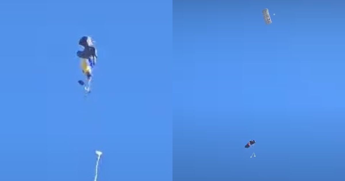 Momentul în care parașuta principală a unui militar a rămas blocată la 1.500, în timpul unui exercițiu! În urma defecțiunii, a fost nevoit să aterizeze cu cea de rezervă