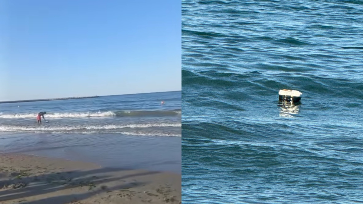 Alertă pe plaja Modern din Constanța! Turiștii au fost evacuați, după ce un fragment de dronă a fost descoperit plutind în Marea Neagră