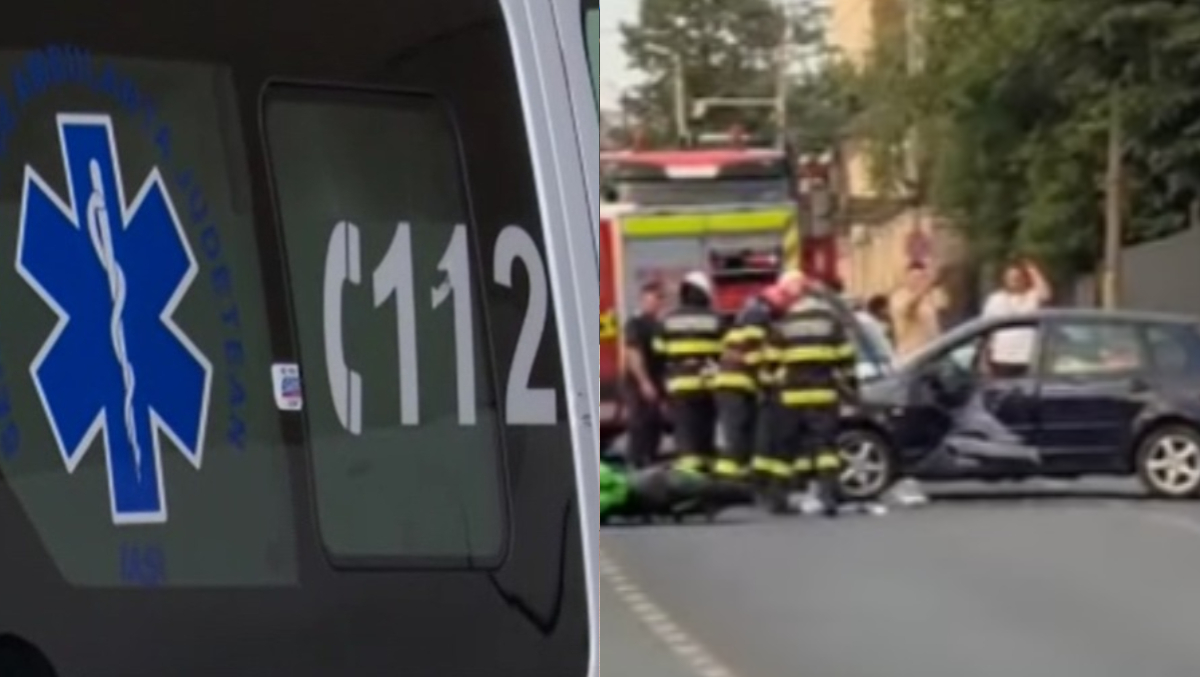 Accident rutier în Slatina! Un motociclist a fost transportat la spital, după ce a fost lovit de un autoturism