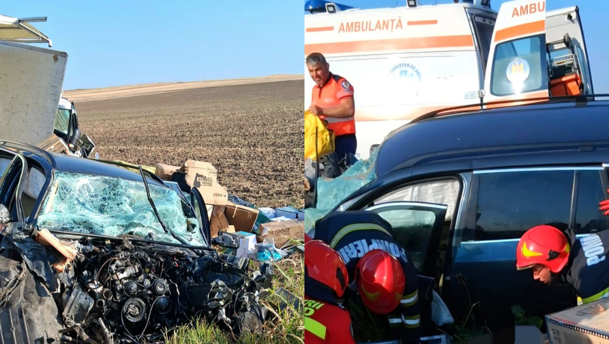 Accident rutier grav pe DJ 504, în Teleorman! Doi bărbați au fost răniți și transportați de urgență la spital