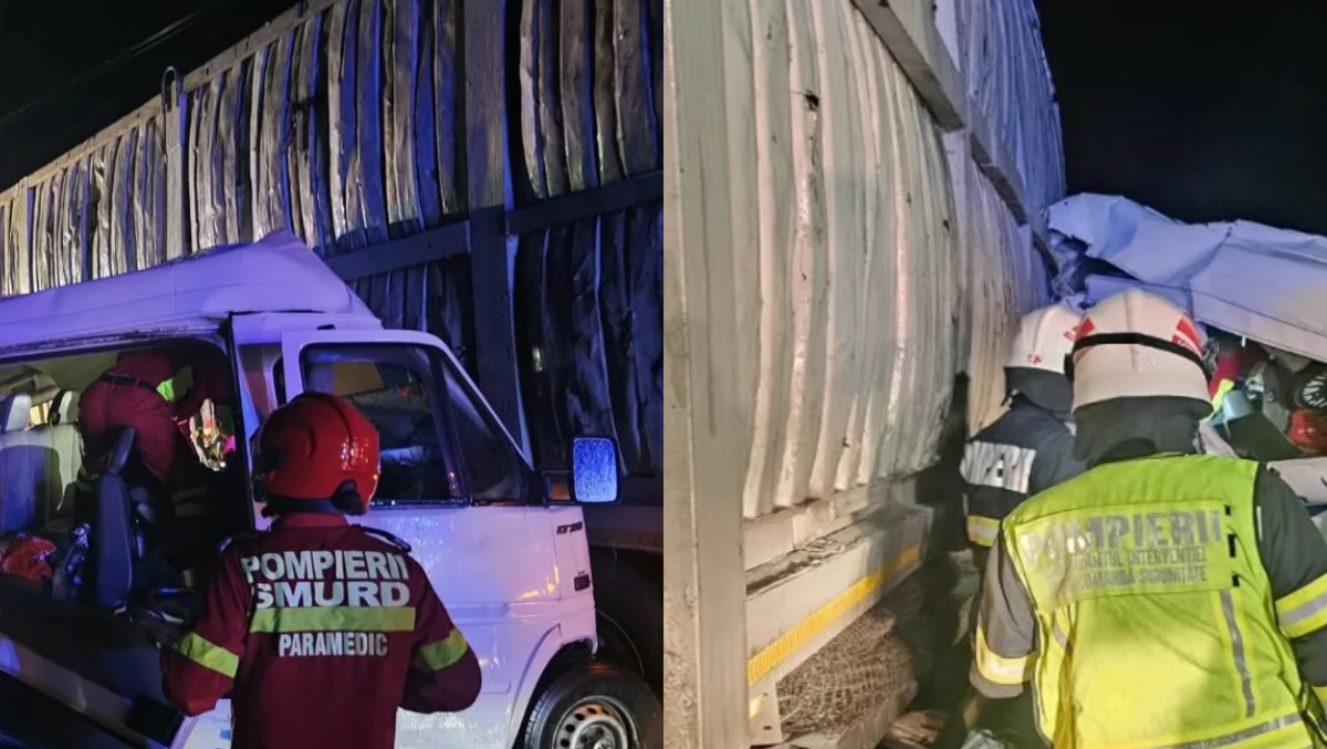 Impact devastator între un TIR și un microbuz pe Valea Oltului! Un șofer în vârstă de 57 de ani a murit