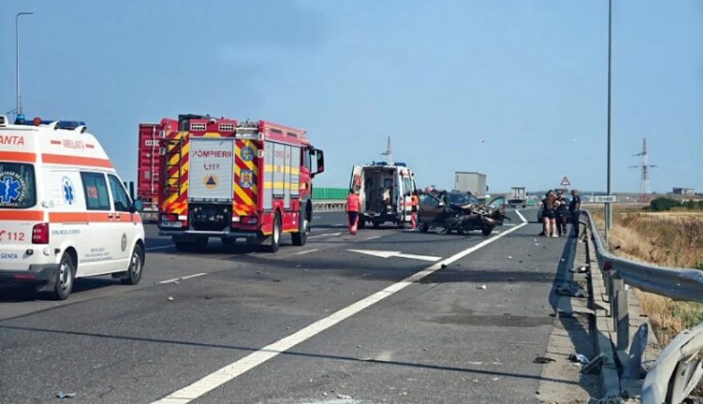 Accident rutier grav pe Autostrada Soarelui! Patru persoane, printre care și doi copii, au fost rănite și transportate la spital