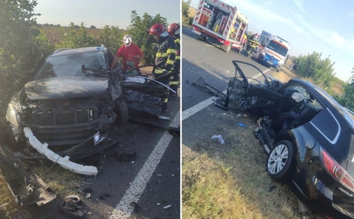 Accident pe DN59, în Pădureni. Trei persoane au ajuns la spital, iar două au rămas încarcerate