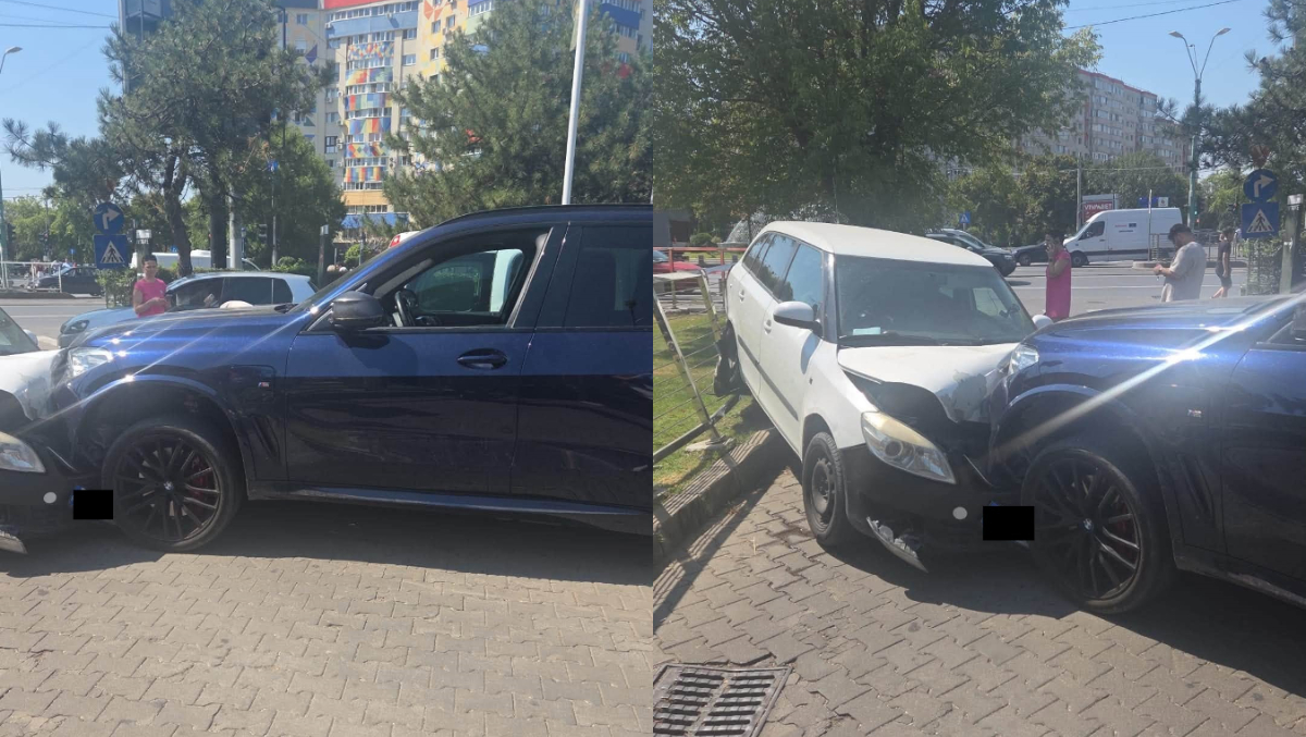 Accident în sectorul 4 din Capitală! Mai multe mașini s-au ciocnit în parcarea unui cunoscut fast-food