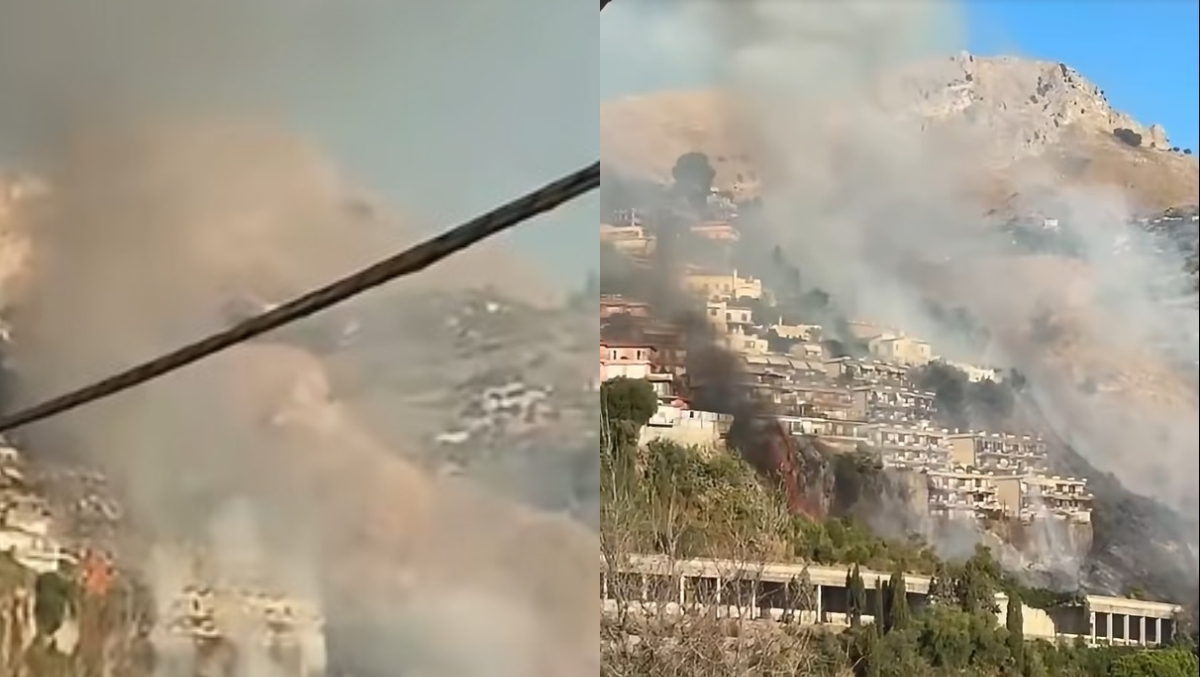 Incendiu puternic de vegetație în Taormina! Autoritățile spun că focul a fost pus intenționat