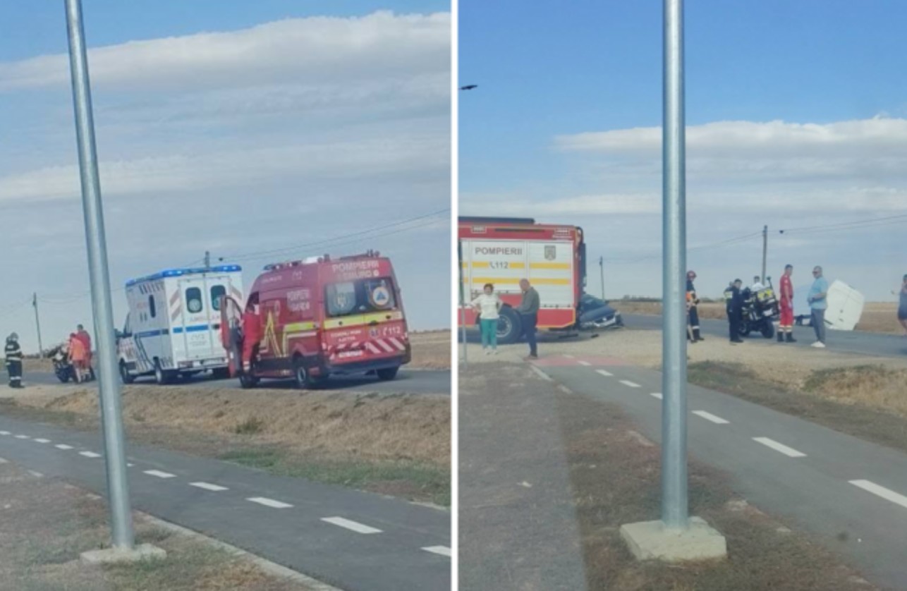 Accident între un autoturism și o autoutilitară, pe un drum din Bihor. O persoană a ajuns la spital