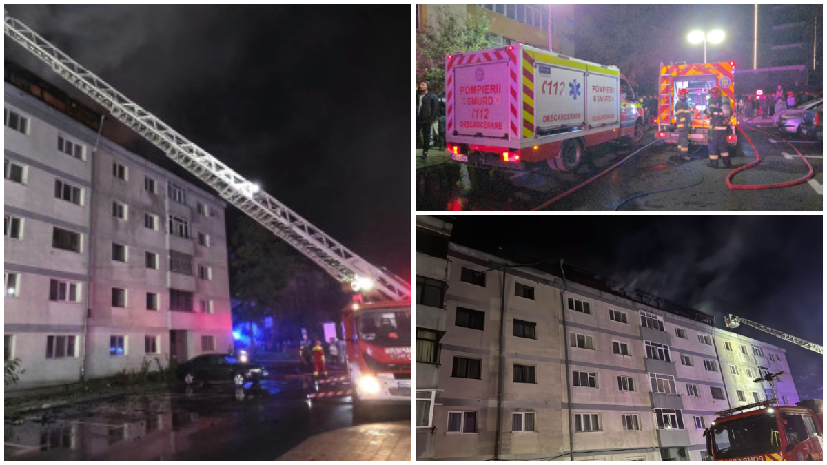 Incendiu puternic la un bloc din Suceava. Pompierii au luptat șapte ore cu flăcările. Ce au stabilit anchetatorii