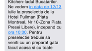 Tanarul a fost chemat la preselectii printr-un SMS prin care i se cerea sa vina cu preparatul gata facut