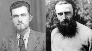 Parintele Arsenie Boca pe vremea studentiei (stanga) si in haine bisericesti (dreapta)