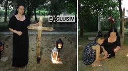 Silvana Riciu, in lacrimi la mormantul tatalui. Fiica ei a tinut-o de mana si a consolat-o. Barbatul isi duce somnul de veci la Manastirea Dervent. FOTO EXCLUSIV!