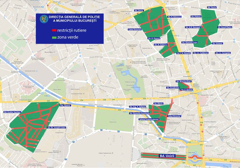 Circulaţie restricţionată pe mai multe artere din Bucureşti, pentru delimitarea zonelor pietonale