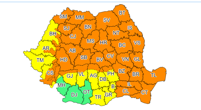 Avertisment meteo! Cum va fi vremea în România. Cea mai mare parte a ţării este sub cod portocaliu de furtuni puternice 