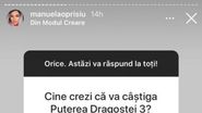 Manuela Oprișiu a spus pe cine vede ea câștigătorul sezonul 3 Puterea Dragostei