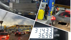 EXCLUSIV! Cozi uriașe în benzinării! Oamenii au venit cu butoaie și canistre să-și facă rezerve de carburanți: "De mâine ajunge 11 lei/l prețul motorinei"