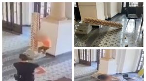 Momentul în care copilul de 6 ani este lovit de statuia din Primăria Capitalei! Întreaga scenă a fost surprinsă de camerele de supraveghere