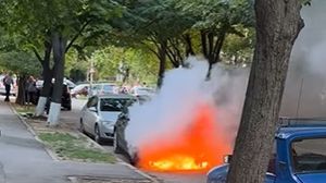 masina in flacari, incendiu, galati, clipe de groaza