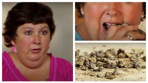 Femeie care mănâncă pietre