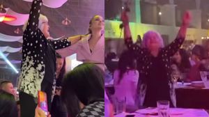 VIDEO Bunica lui Theo Rose a încins ringul de dans pe muzica nepoatei sale. Petrecerea s-a lăsat cu dans pe mese: „A făcut senzație mamaie”