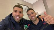 Jordi Alba alături de Sergio Busquets când evoluau pentru Barcelona