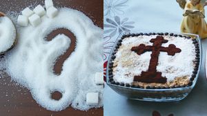 Colivă, zahăr pe masă