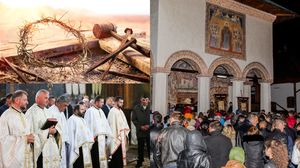 Preoți, credincioși, la slujbă