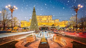 fantana arteziana, iarna, brad,  bucurești