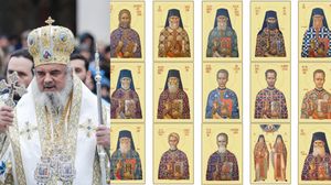 Colaj Patriarhul Daniel și Icoanele celor 16 sfinți canonizați