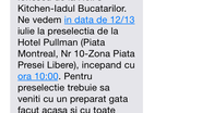 Tanarul a fost chemat la preselectii printr-un SMS prin care i se cerea sa vina cu preparatul gata facut