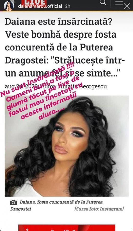 Daiana a infirmat zvonurile aparute