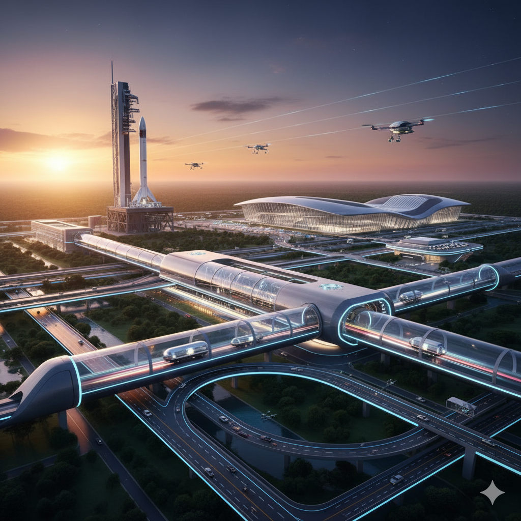 Transportului: Hyperloop-uri, spațioporturi și aeroporturi inteligente
