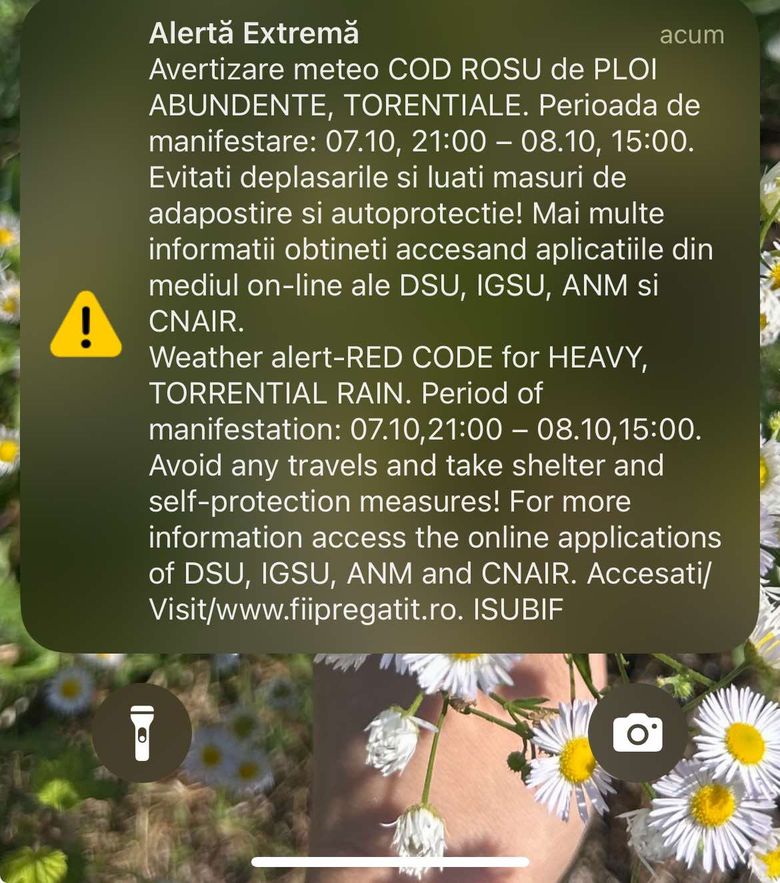 mesaj ro alert cod rosu ploi