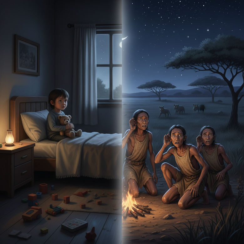 Frica umană de întuneric nu a apărut brusc; a apărut prin evoluție, modelând percepția, comportamentul de supraviețuire și răspunsurile emoționale.