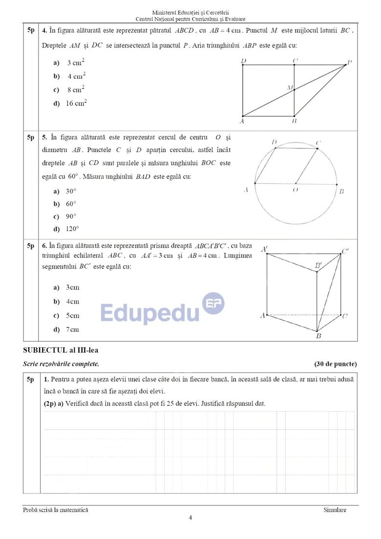 Subiecte Matematică