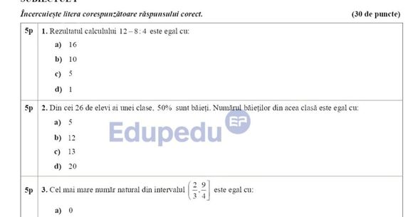 Simulare Evaluarea Națională Matematică 2026