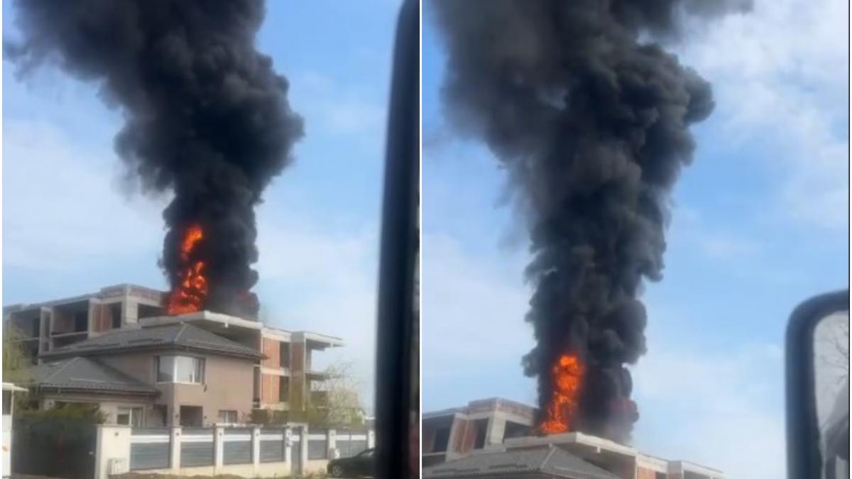BREAKING NEWS Foc puternic lângă București. Sunt degajări mari de fum
