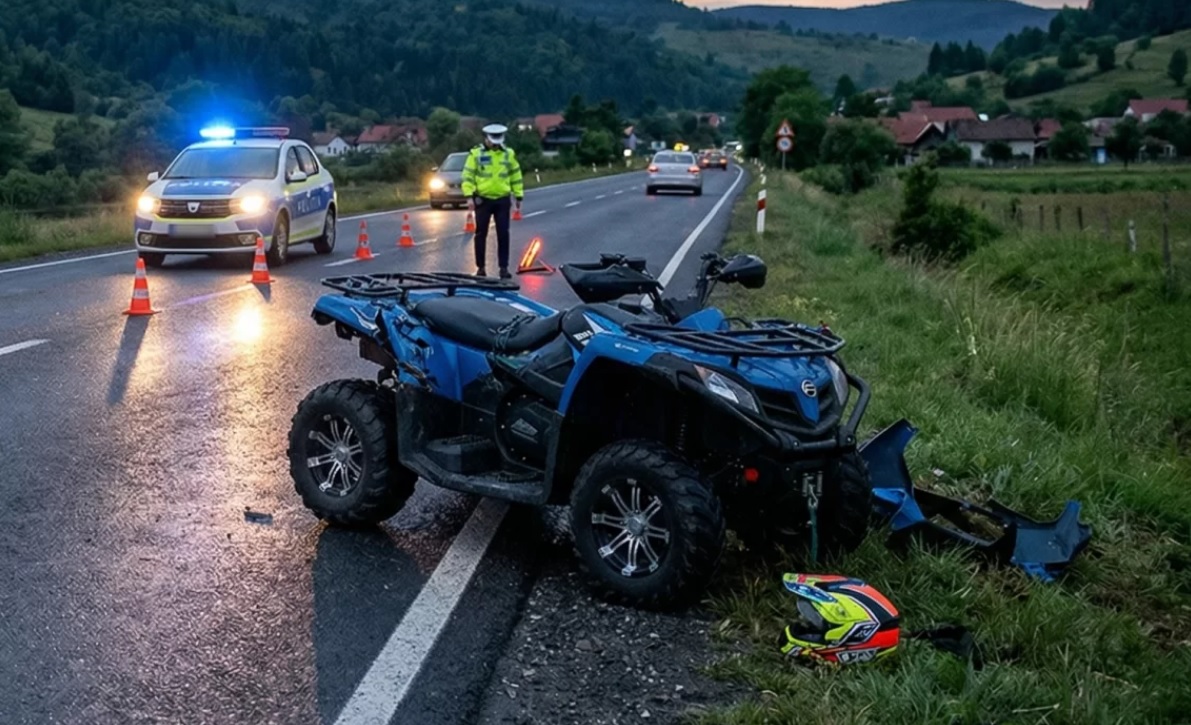 Un tânăr de 27 de ani care conducea un ATV şi-a pierdut viața, iar alte trei persoane au fost rănite, în urma impactului cu o mașină
