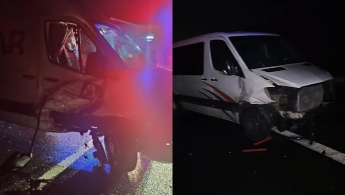 11 victime pe A1, după ce un microbuz și un autoturism s-au izbit violent